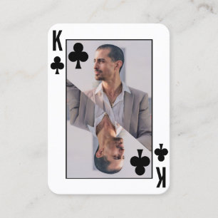 Kung i Klubbar Photo Black White Poker Player Visitkort
