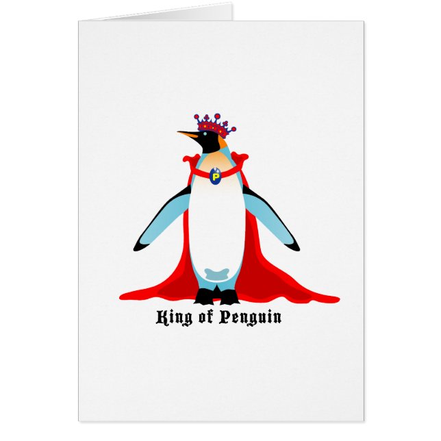 Kung i Penguin Hälsningskort (Framsidan)