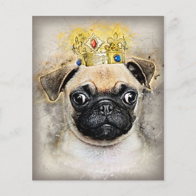 Kung i Pug Hundar, Rolig hund, Pug Älskare-gåva Flygblad (Framsidan)