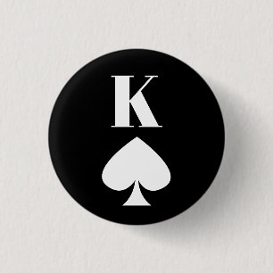 Kung i Spader - Spelkortssymbolen Classic Round Knapp