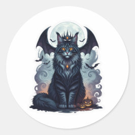 Kung i Spooky Night - Maine Coon Halloween Runt Klistermärke