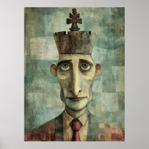 Kung i styrelsen, Whimsical Chess Kung Porträtt Poster