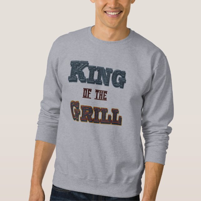 Kung i The Grill Funny BBQ Cooking Say Sweatshirt (Framsida)