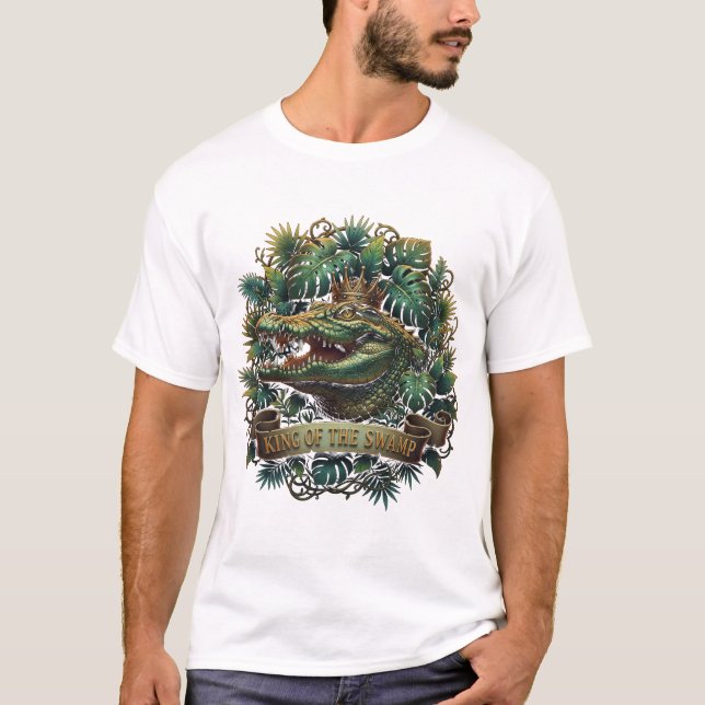 Kung i träsket - Regal krokodilsvampdesign T Shirt (Framsida)
