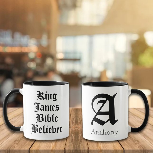 Kung James Bible Believer Christian Custom Name Mugg (Skapare uppladdad)