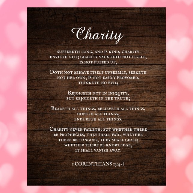 Kung James Bible Verse 1 Corinthians 13 Rustic Canvastryck (Skapare uppladdad)