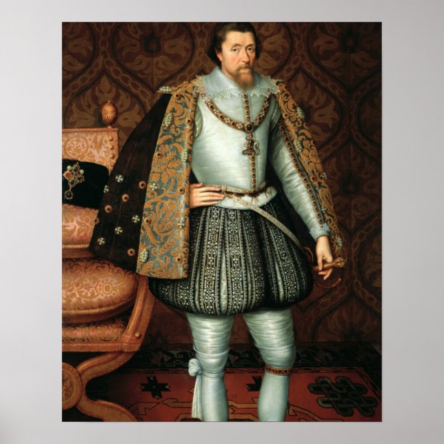 Kung James I i England (1566-1625) (olja på canvas Poster (Framsidan)