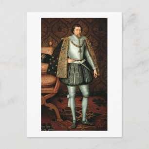 Kung James I i England (1566-1625) (olja på canvas Vykort
