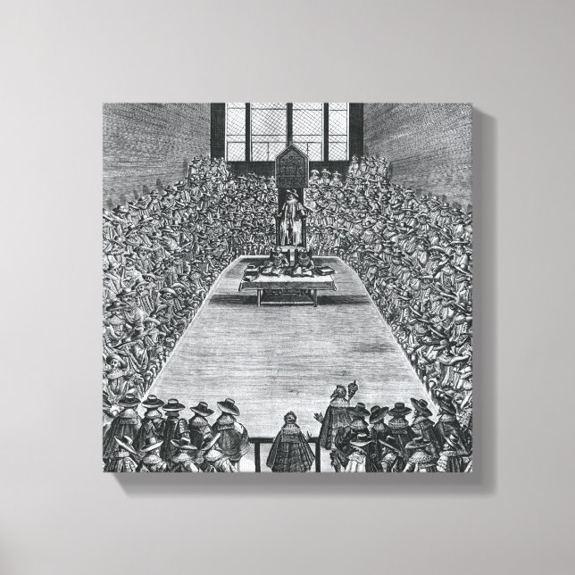 Kung James I i parlamentets kammare, 1624 Canvastryck (Framsida)