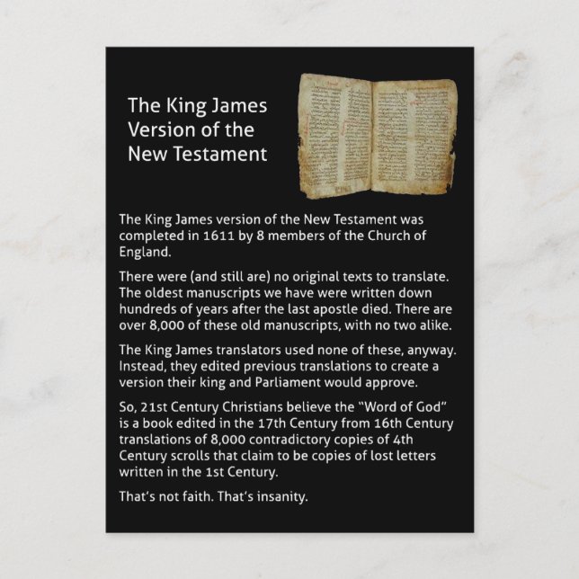kung james version av nya testamentet vykort (Framsida)