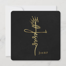 KUNG JESUS Elegant Black Flat Christian Jul Kort
