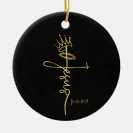 KUNG JESUS Elegant Black/Guld Christian Jul Julgransprydnad Keramik
