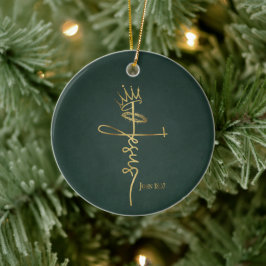 KUNG JESUS Elegant Grönt/Guld kristna jul Julgransprydnad Keramik