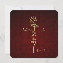 KUNG JESUS Elegant Red Flat Christian Jul Kort