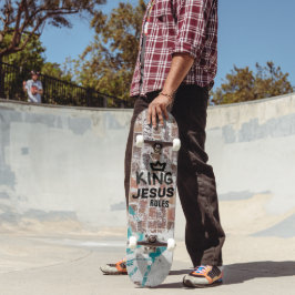 Kung Jesus Regler Red Brick Graffiti Christian Mini Skateboard Bräda 18,5 Cm
