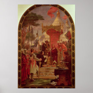 Kung John Granting the Magna Carta in 1215, 1900 Poster