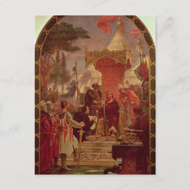 Kung John Granting the Magna Carta in 1215, 1900 Vykort (Framsida)