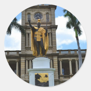 kung kamehameha statue runt klistermärke