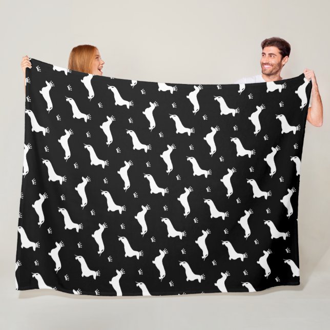 Kung Kort Hair Dachshund - mönster 2 Fleecefilt (På plats)