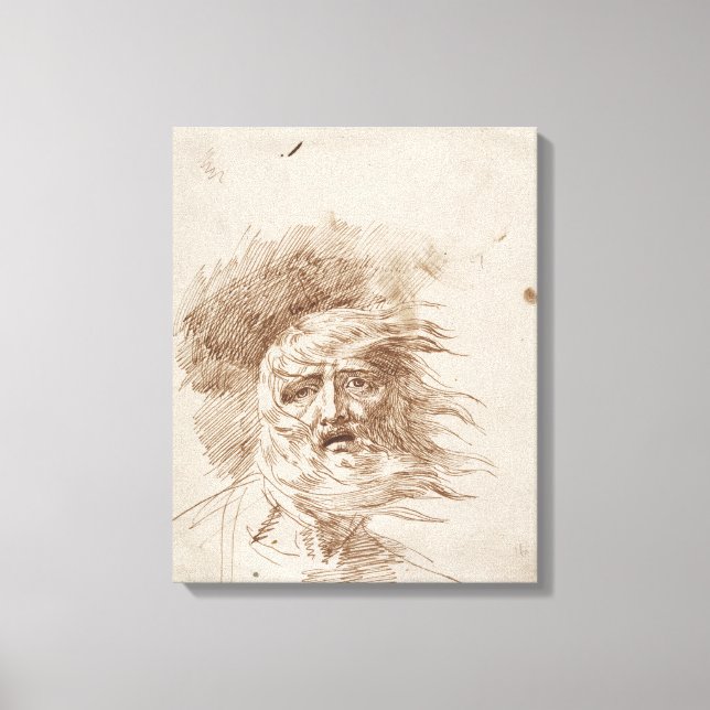 Kung Lear in the Storm (penna och bistre bläck på  Canvastryck (Framsida)