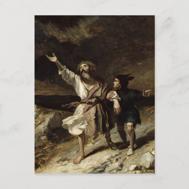 Kung Lear och Fool i stormen Vykort (Framsida)