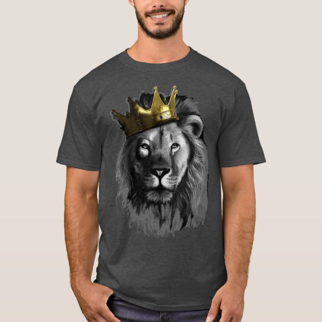 Kung Lejon med Krona Street Art T Shirt (Framsida)