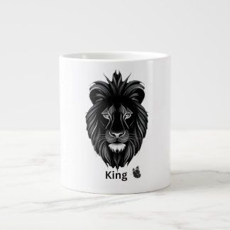 Kung Lion Svart Konst Kaffe Mugg Jumbo Mugg