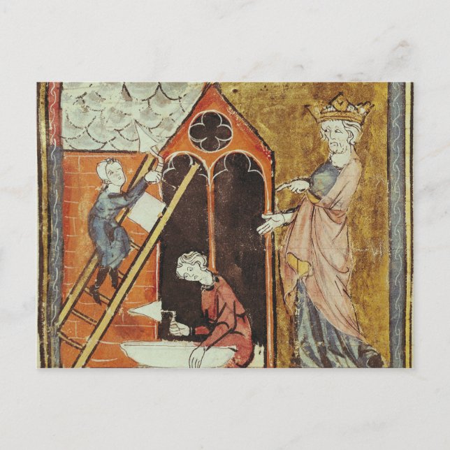 Kung Louis VI bevakar byggandet av Vykort (Framsida)