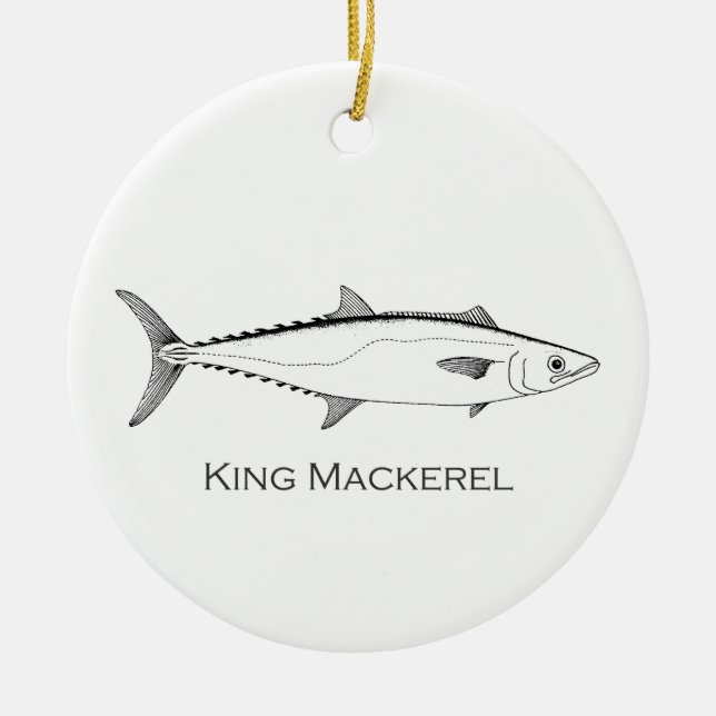 Kung Mackerel Logotyp Julgransprydnad Keramik (Framsidan)