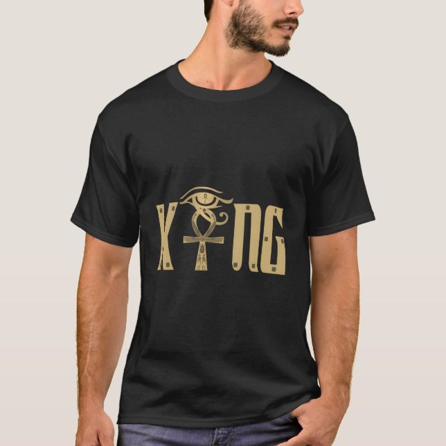 Kung Make man med egyptiskt ankh-par T Shirt (Framsida)