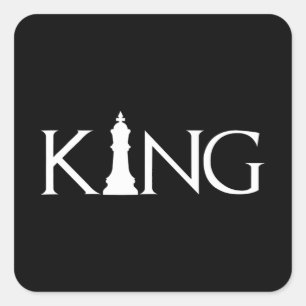 kung med schack kung biet fyrkantigt klistermärke
