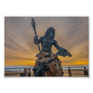 Kung Neptune Virginia Beach at Sunrise Photo Print Fototryck