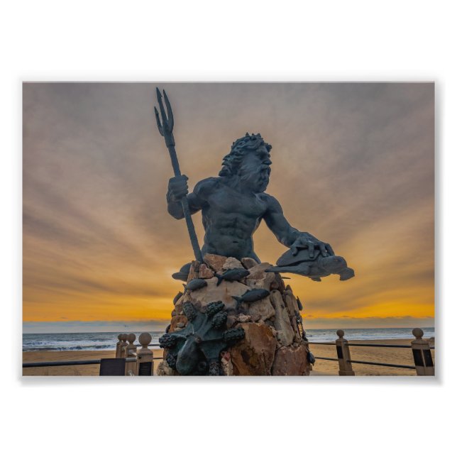 Kung Neptune Virginia Beach at Sunrise Photo Print Fototryck (Framsidan)