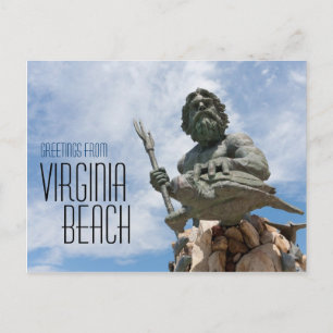 Kung Neptune Virginia Beach Statue Vykort