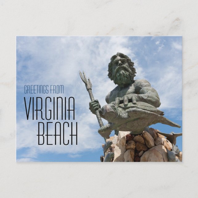 Kung Neptune Virginia Beach Statue Vykort (Framsida)