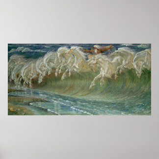 Kung Neptunes hästar poster avtryck