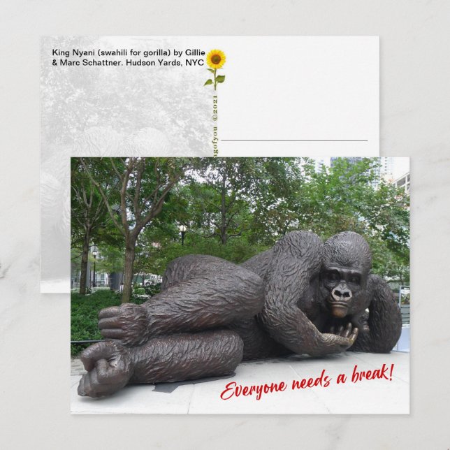Kung Nyani tar en paus. NYC - H-vykort Vykort (Fram/baksida)