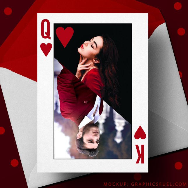 Kung och drottning av Hearts Red Photo Valentine D Kort (King & Queen of Hearts Red Photo Valentine's Day Card)