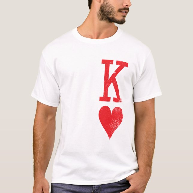 Kung och drottning av Hearts spelkort Par Tee Shirt (Framsida)