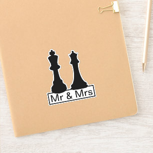 Kung och drottning Chess Delarare Bröllop Klistermärken