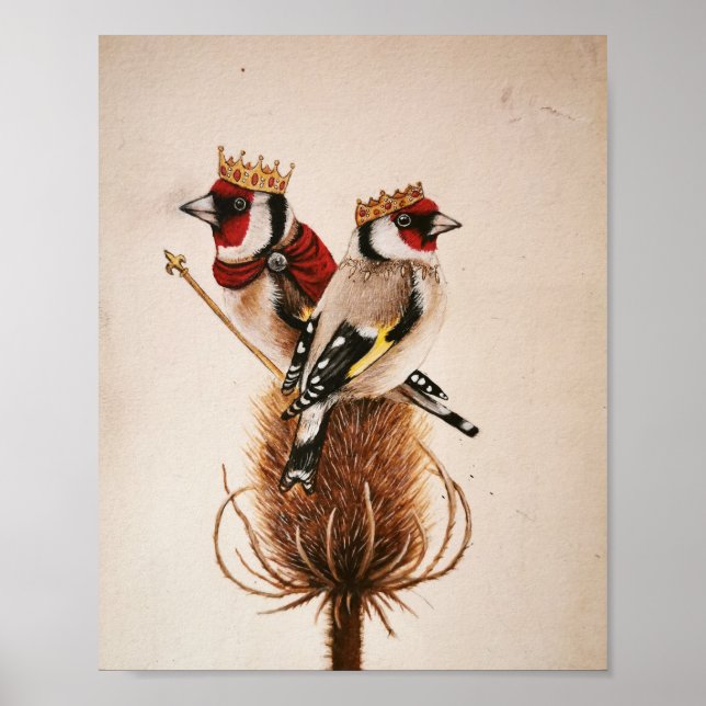 Kung och drottning Goldfinches - fantasykonst Poster (Framsidan)