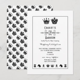 Kung Och Drottning Schackbräde Spel Kväll Bröllop Inbjudningar