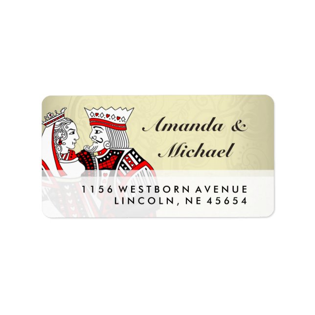 Kung och drottning Spelkort Bröllop Adressetikette Adressetikett (Framsidan)