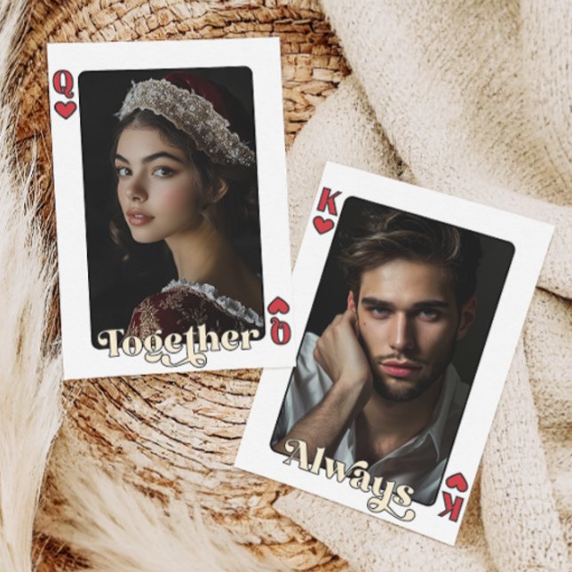 Kung och Queen Anpassningsbar par Photo Valentines Julkort (king and queen of hearts custom couple photo card)
