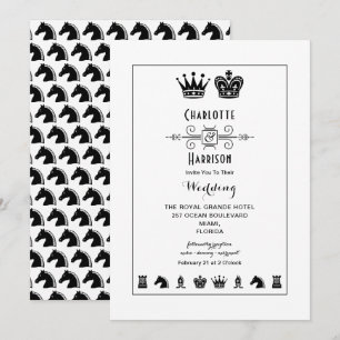 Kung och Queen Chess Board Game Bröllop Inbjudningar