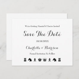 Kung och Queen Chess Board Game Bröllop Spara Datumet