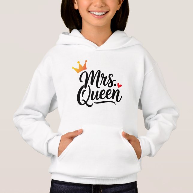 Kung och Queen Couple Hoodie | Matchande utfall T Shirt (Framsida)