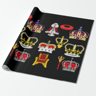 Kung och Queen Krona Royal Mode Art Presentpapper