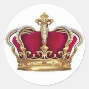 Kung och Queen Krona Sticker Runt Klistermärke