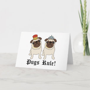 Kung och Queen Pug Cards (ej ifyllt) Kort